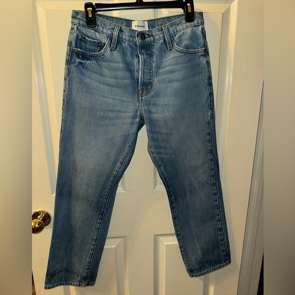 Frame Blue Medium Wash Mid Rise Denim Jeans 25 Women-buttom fly‎